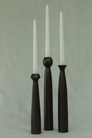 Candle stick set with metallic bronze finish